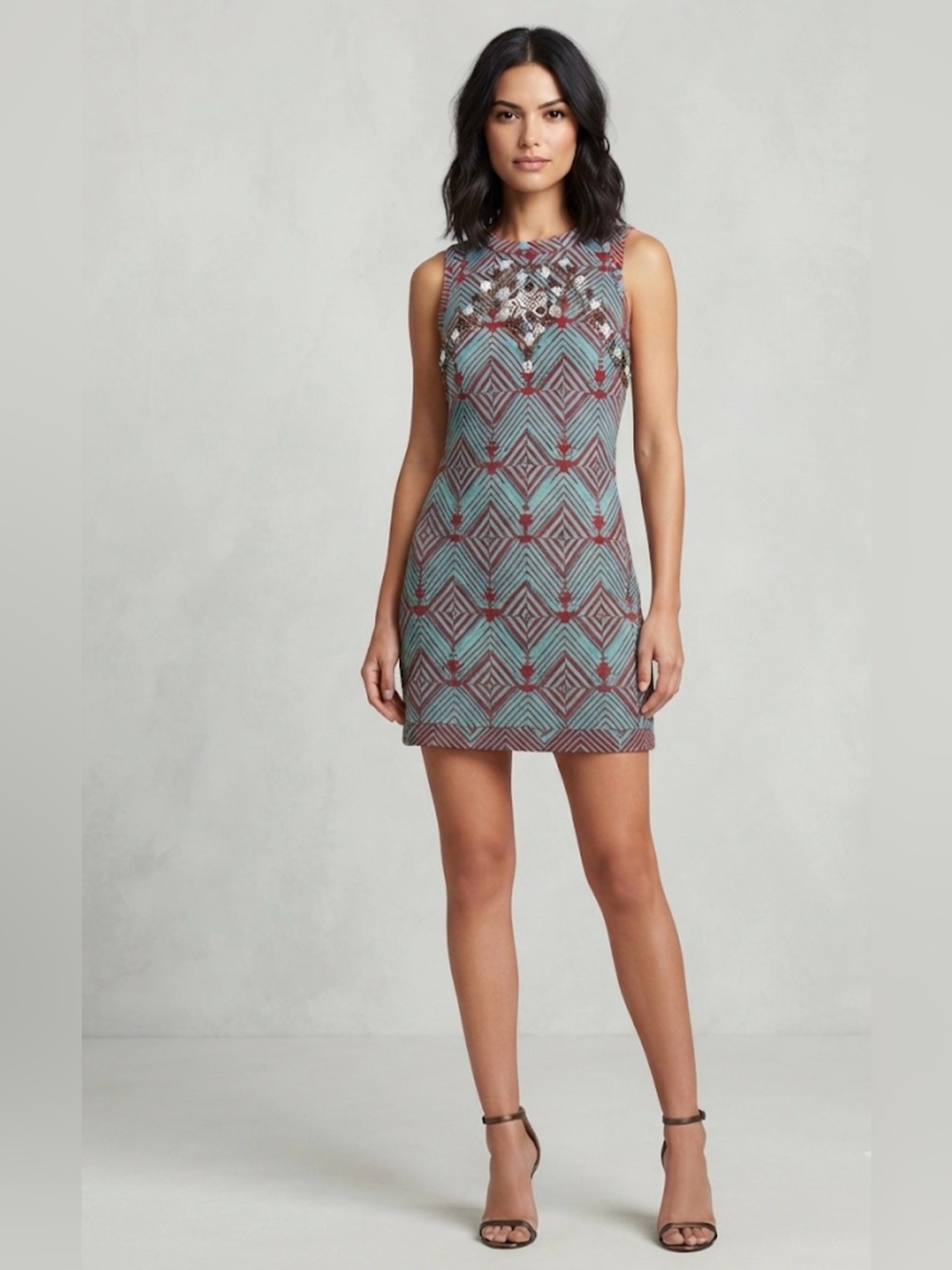 Free People Sleeveless Geometric Print Shift Dress